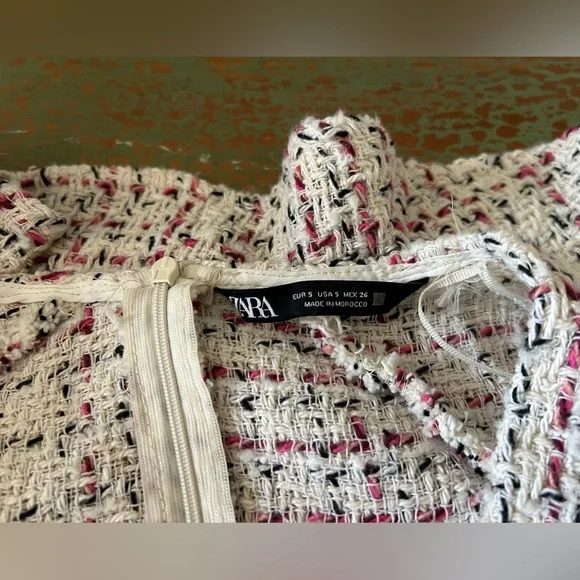 Zara Mini Dress  , color Cream/ black/ pink Size S - Picture 10 of 12